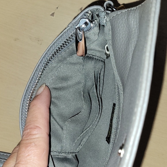 NEW, Gray cowhide leather crossbody purse. Very soft. - Picture 8 of 11